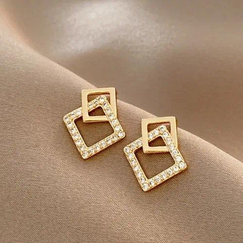 Simple Style Geometric Irregular Stud Earrings with Imitation Pearl for Women, 1 Pair