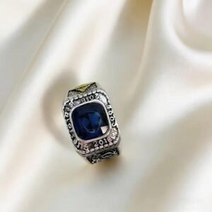 Devil's Eye Unisex Ring in Copper Alloy with September Birthstone Sapphire Featuring Electroplated Finish