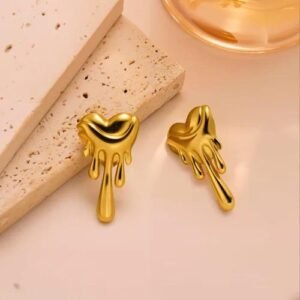 Special Interest Light Luxury Geometric Irregular Whole Body Titanium Steel Oil Pressure 18K Gold Ear-Ring Clip Women's Fashion High-Grade Earrings Wholesale