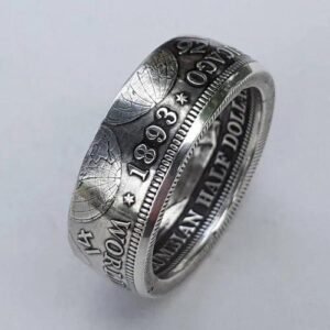 Retro Men's Geometric Alloy Ring Featuring Electroplated Design, 1 Piece