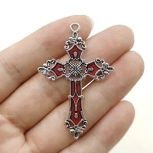 Gold Plated Zinc Alloy Cross Pendant, 1 Piece DIY Jewelry Accessory Featuring Electroplated Design