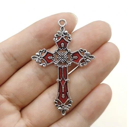 Gold Plated Zinc Alloy Cross Pendant, 1 Piece DIY Jewelry Accessory Featuring Electroplated Design