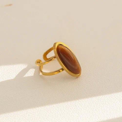Stylish Versatile Black White Stainless Steel 304 Open Ring For Women Simple Minimalist Oil Drop Ring Jewelry Accessory