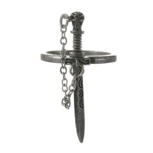 Gothic Cross Ring For Women in Alloy Featuring Electroplated Finish with Tassel Design