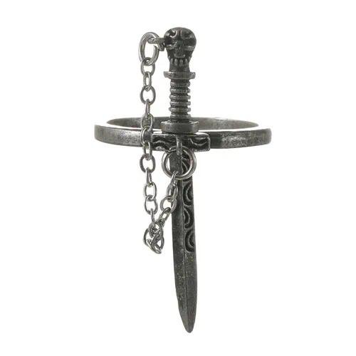 Gothic Cross Ring For Women in Alloy Featuring Electroplated Finish with Tassel Design
