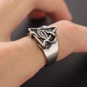 Retro Trillion-cut Copper Open Rings for Couples, Electroplated Finish, Adjustable Size