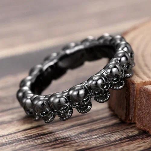 Halloween Skull Ring For Unisex Featuring Silver Color and 0.03?m KC Golden Plated Finish, 1 Piece