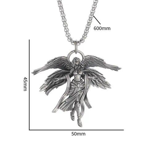 Eco-Friendly Alloy Four-Winged Angel Pendant Vintage Personalized Fashion Goddess Necklace Unisex Ins Style Jewelry Accessory