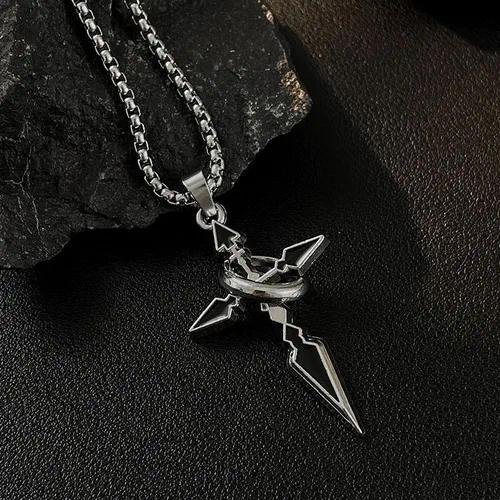 Casual Hip-Hop Cross Circle Titanium Steel Enamel Unisex Pendant Necklace