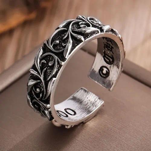 Retro Leaves Open Ring for Unisex, Electroplated Zinc Alloy Jewelry