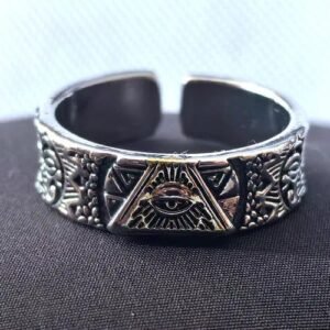 Adjustable God's Eye Ring For Men Vintage Versatile Zinc Alloy Geometric Pattern Open Ring Triangular Craft Plated Jewelry
