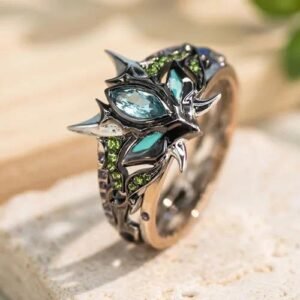 Geometric Gothic Unisex Ring in Dyed Black Alloy Featuring Electroplated Finish