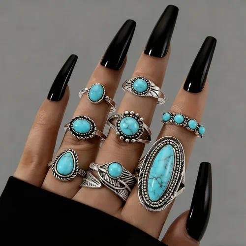 Animal Pattern Rings For Women Featuring Turquoise Inlay and Electroplated Alloy Design