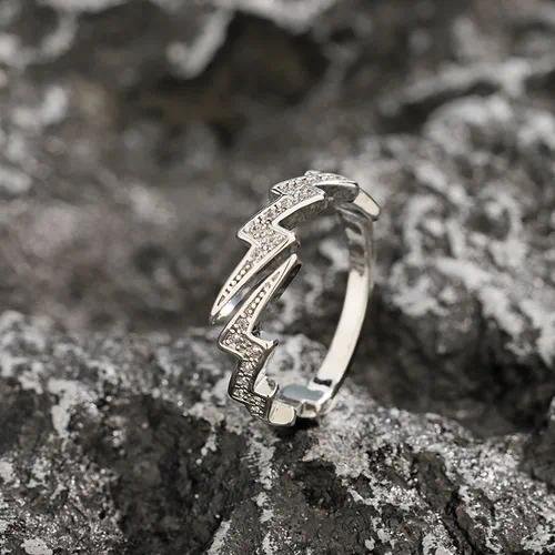Hip-Hop Lightning Alloy Plating Men's Open Rings Men Band Rings