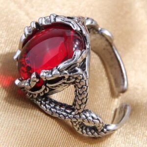 Vintage Style Eagle Ring for Women in Alloy with Rhinestone Inlay, Antique Silver Plated Finish
