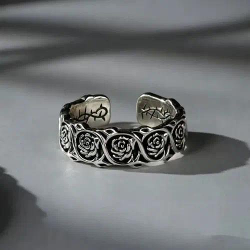Retro Rose Open Ring for Women in Zinc Alloy with Electroplated Finish