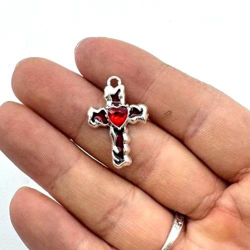 Enamel Zinc Cross Pendant Jewelry Accessory in Gothic Style