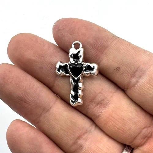 Enamel Zinc Cross Pendant Jewelry Accessory in Gothic Style