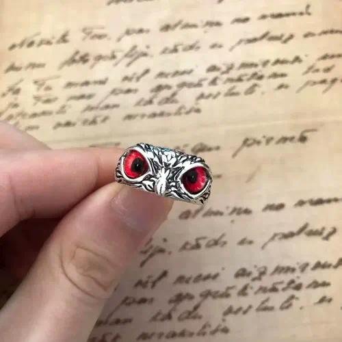 Vintage Style Owl Open Rings for Unisex Featuring Blue Alloy Design