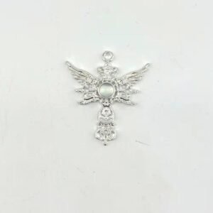 Wings Alloy Pendant with Resin Inlay, Electroplated Finish in Natural Pink, Simple Style Jewelry Accessories