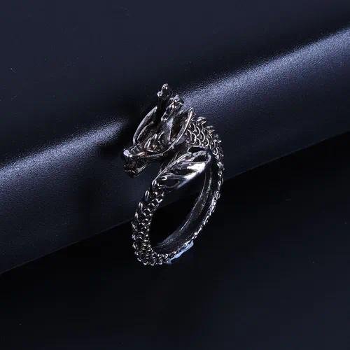Ethnic Style Dragon Open Ring for Men in Alloy with Electroplated Finish