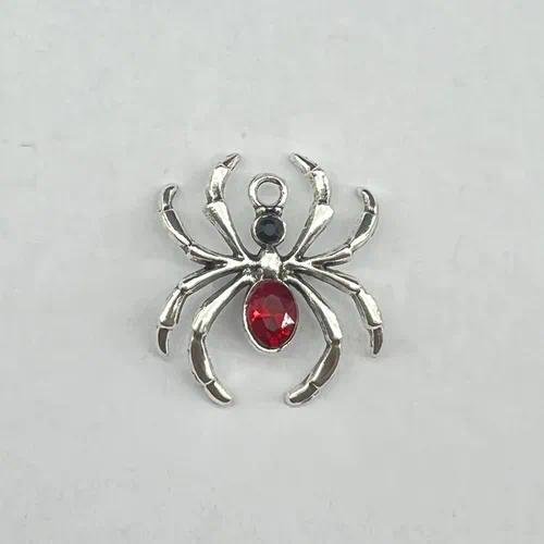 Spider Pendant DIY Jewelry Accessory in Zinc Alloy with Rhinestones, Electroplated Finish, 1 Piece