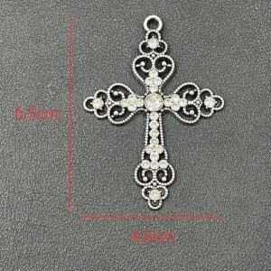 Cross Pendant Made of Zinc Alloy Featuring Rhinestone Inlay for Elegant Jewelry